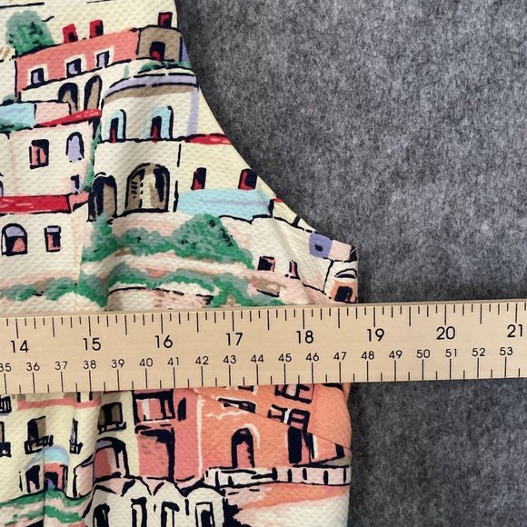 Talbots 14P Sleeveless Dress Scenic Village Print Vacation Summer Style - Picture 3 of 6